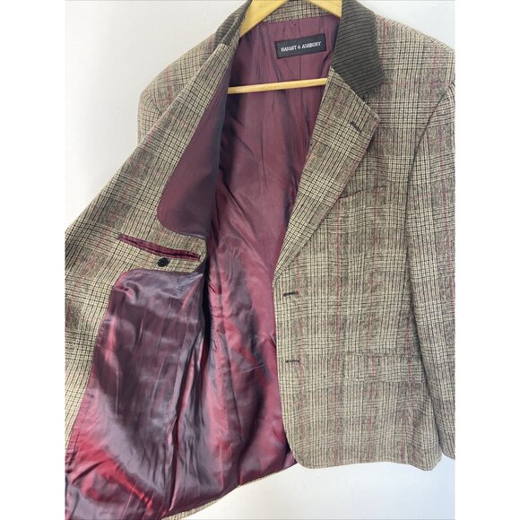 Haight & Ashbury 40 Long Hempstead Check Blazer Ticket Pocket Corduroy Ascent - Picture 8 of 10